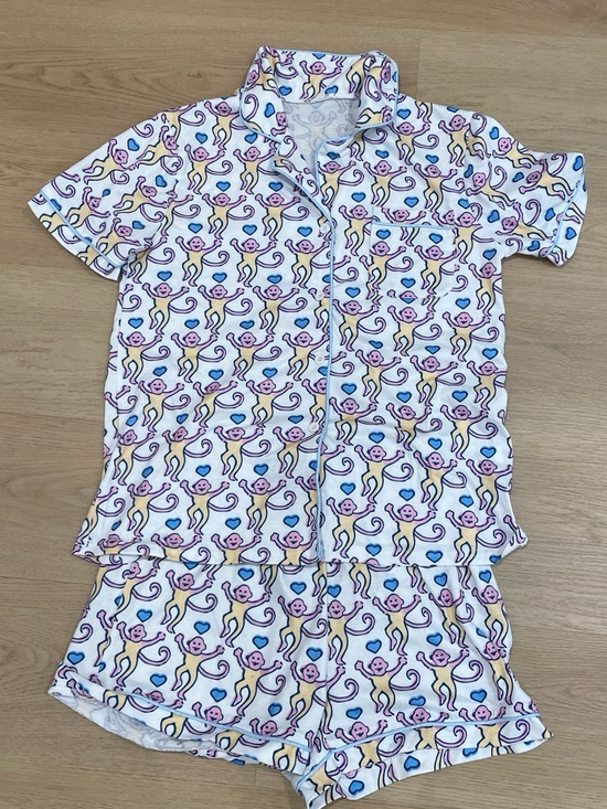 Amazon Essentials Other - White Monkey Print Pajama Set - Short Sleeve & Shorts